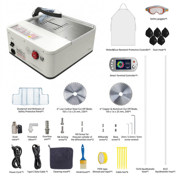 ToAuto 6 Inch smart metal cutting saw accessory kit including cut-off blades, goggles, apron and dust masks