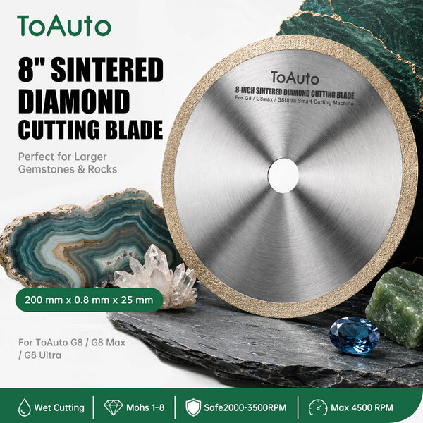 Sintered diamond edge on gemstone cutting blade