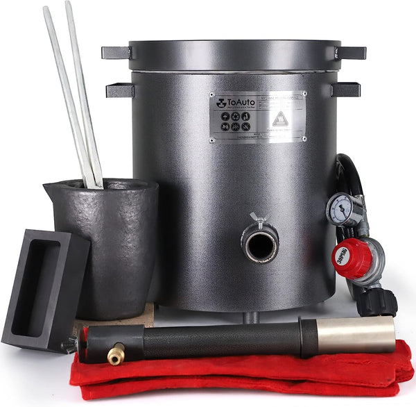 ToAuto propane furnace kit with closed furnace, crucible, tongs, ingot mold, burner and regulator